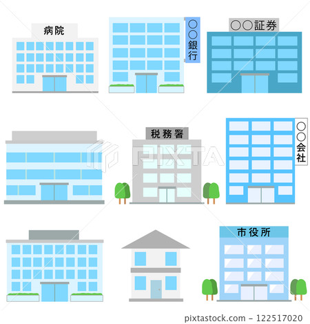 Simple building icon set Simple building icon set 122517020