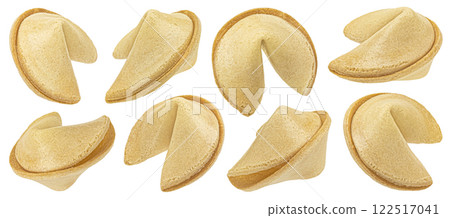 Fortune cookies isolated on white background with clipping path, assortment, full depth of field 122517041