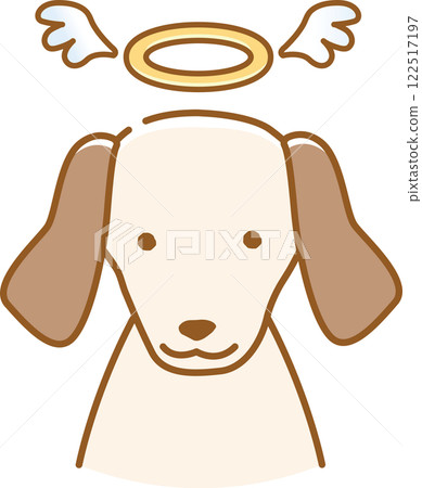 A dead dog with droopy ears wearing an angel halo 122517197
