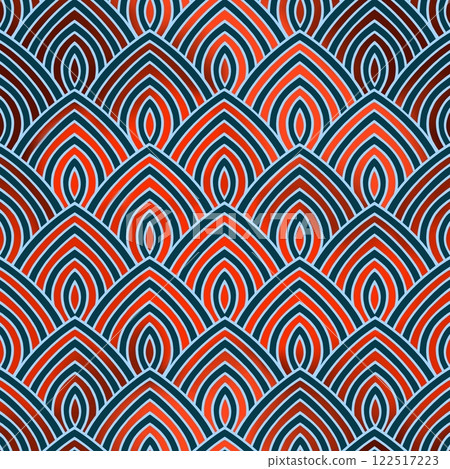 Seamless abstract geometric pattern with stripes, lines, waves. 122517223