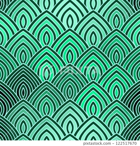 Seamless abstract geometric green pattern with stripes, lines, waves. 122517670