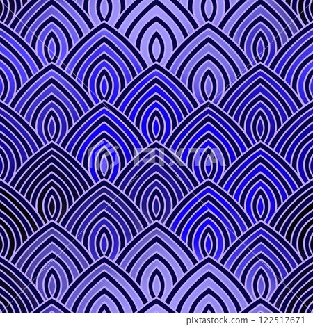 Seamless abstract geometric dlue pattern with stripes, lines, waves. 122517671