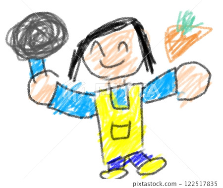 A child's drawing: A mother cooking rice 122517835