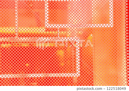 Mesh ornament. Abstract honeycomb texture of rectangles with random colored spots  122518049