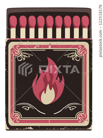 Vintage matchbox. Vector isolated illustration Vintage matchbox. Vector isolated illustration 122518176