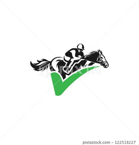 A jockey races his horse, suitable for the logo of a racing club, stable and training, as well as horse racing events 122518227