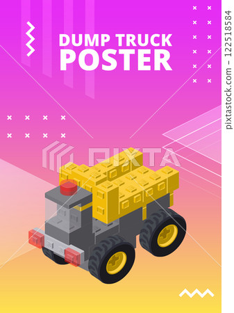 Dump truck poster for print and design. Vector 122518584