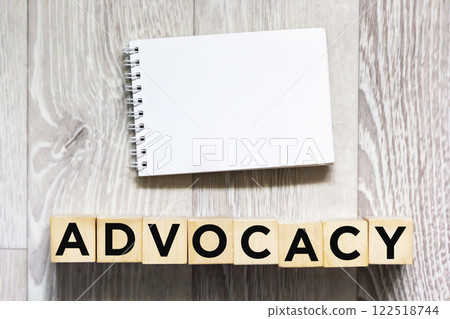 ADVOCACY word created from building blocks, a business concept ADVOCACY word created from building blocks, a business concept 122518744