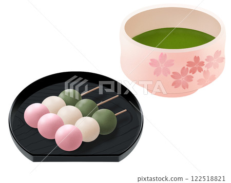 Three color dumplings and Matcha 122518821