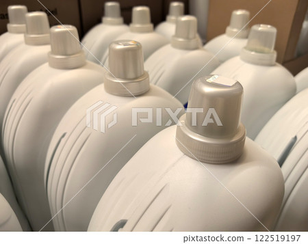 Containers neatly lined up for distribution in storage Containers neatly lined up for distribution in storage 122519197