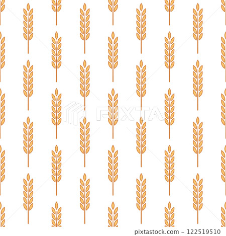 Vector Seamless Pattern with Agriculture Wheat and Cereal Ears. Organic Wheat, Rice Ear Design Template. Bread, Beer Packaging, Farming, Organic Food Concepts 122519510