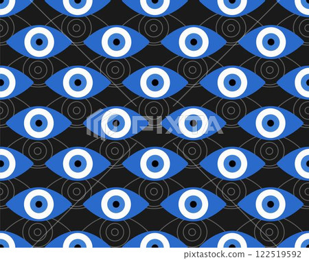 Evil eye seamless pattern. Blue colored textured vector background. Amulet Evil eye seamless pattern. Blue colored textured vector background. Amulet 122519592