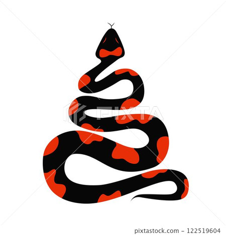 Snake icon. Black and red rattlesnake. Simple snake silhouette, isolated vector illustration.  122519604