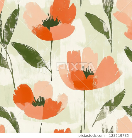 Vibrant floral display abstract art digital illustration bright colors close-up nature-inspired design 122519785