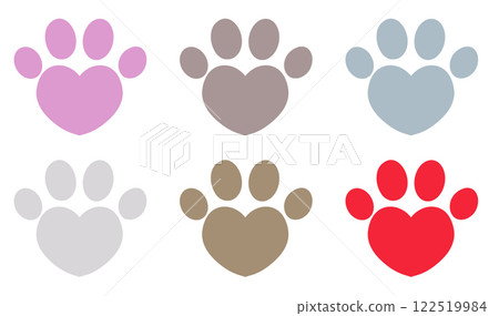 Paw with love shape inside. Vector  122519984
