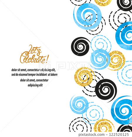 Abstract vector celebration background with blue watercolor spirals 122520125