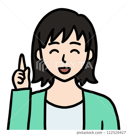 Icon of a young woman pointing (smile) Icon of a young woman pointing (smile) 122520427