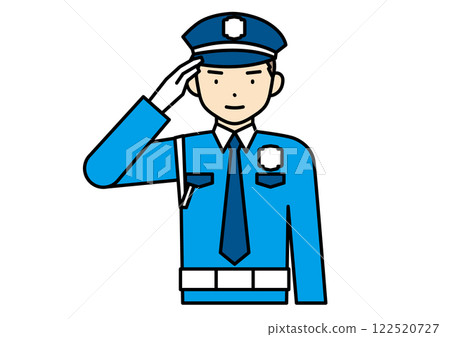 Young male security guard saluting 122520727