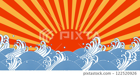 Wave, radiation, Japanese style, auspicious 122520926