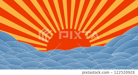 Wave, radiation, Japanese style, auspicious 122520928