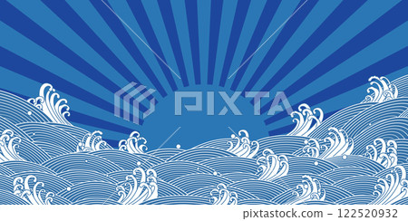 Wave, radiation, Japanese style, auspicious 122520932