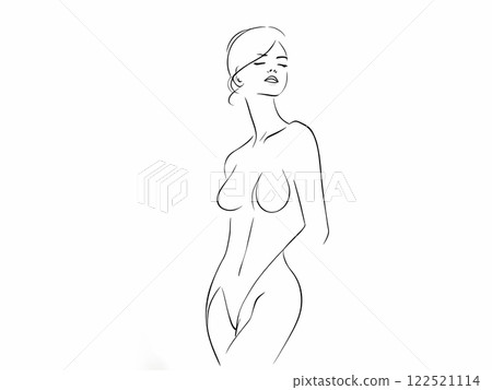 Minimalist Female Silhouette Line Art 122521114