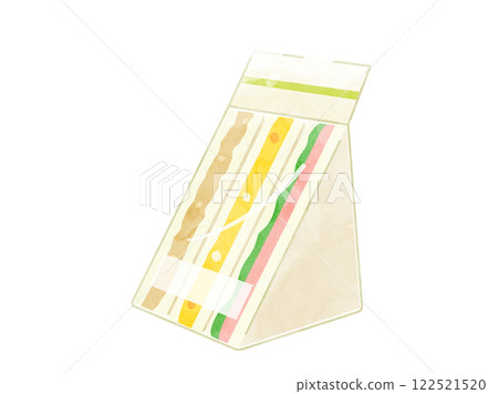 便利商店出售的包裝好的三明治插圖（水彩風格版本） 122521520