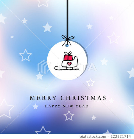 Merry Christmas with Sparkling Stars Above. Happy new year card. 122521714