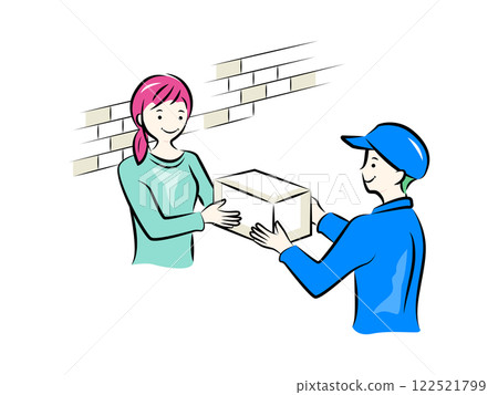 家庭主婦收到外送員的包裹 | 家庭系列 122521799