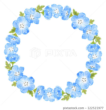 春天藍色粉蝶花框架背景材質正方形 122521977