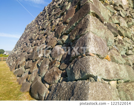 Stone wall of the castle tower at Koriyama Castle ruins 122522014