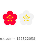 紅白相間的簡單梅花插畫 122522058