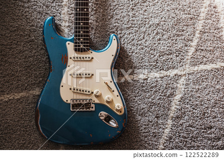 Blue electric guitar Blue electric guitar 122522289