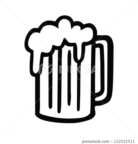 Hand Drawn Beer Mug Icon w Thick Lines 122522511