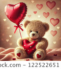 Gift red heart stuffed toy and balloons and teddy bear 122522651