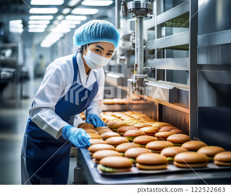 Food processing factory Hamburger factory image material 122522663