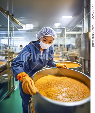 食品加工廠製作咖哩的女工圖片素材 122522832