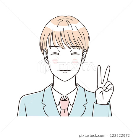 Beauty: Illustration of the upper body of a refreshing male student in uniform Beauty: Illustration of the upper body of a refreshing male student in uniform 122522972