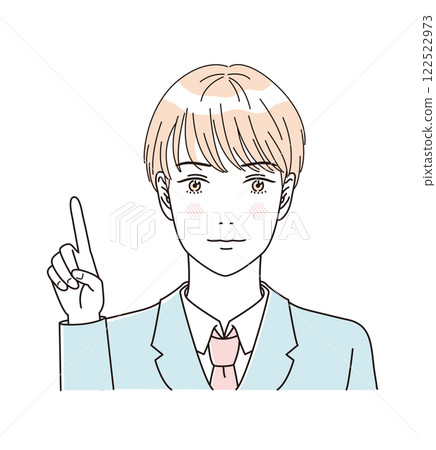 Beauty: Illustration of the upper body of a refreshing male student in uniform 122522973