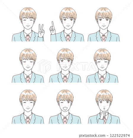 美麗:身穿制服的清爽男學生上身插圖 美麗:身穿制服的清爽男學生上身插圖 122522974