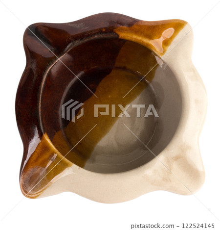 Ceramic ashtray view top isolated on white background 122524145
