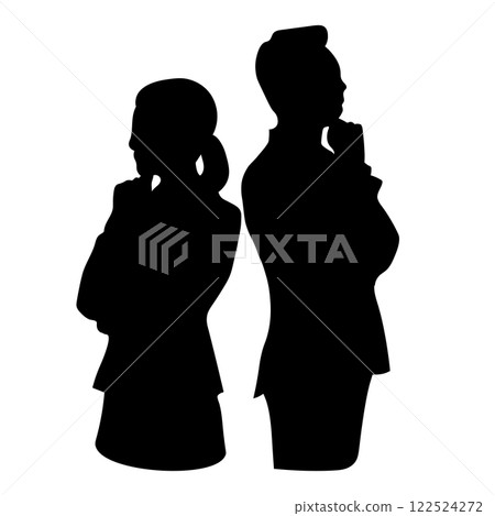 Silhouette illustration of thinking male and female businessmen 122524272