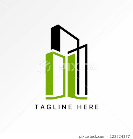 Logo design graphic concept creative premium vector stock image graphic letter DL line font skyscraper building house typography tower city property 122524377