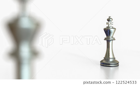 The King chess silver on white Background for Business concept 3d Rendering. The King chess silver on white Background for Business concept 3d Rendering. 122524533