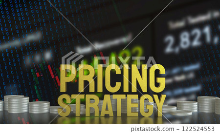The Gold Pricing strategy  and coins for Business concept 3d Rendering. 122524553