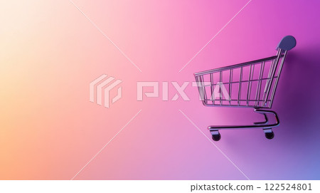 clean and modern shopping cart icon on vibrant gradient background 122524801