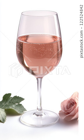 glass of rose wine with bubbles and soft blush hue, elegantly presented glass of rose wine with bubbles and soft blush hue, elegantly presented 122524842