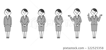 Illustration set of a woman in a suit, full body, vector Illustration set of a woman in a suit, full body, vector 122525358