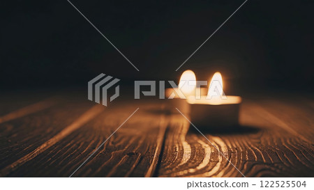 Candlelit Serenity Creates a Peaceful Atmosphere in a Dimly Lit Space 122525504