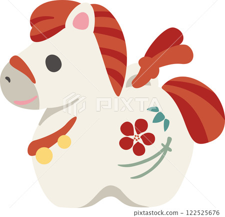 2026新年賀卡2026年馬馬粘土鈴鐺十二生肖可愛簡約設計插圖素材 122525676